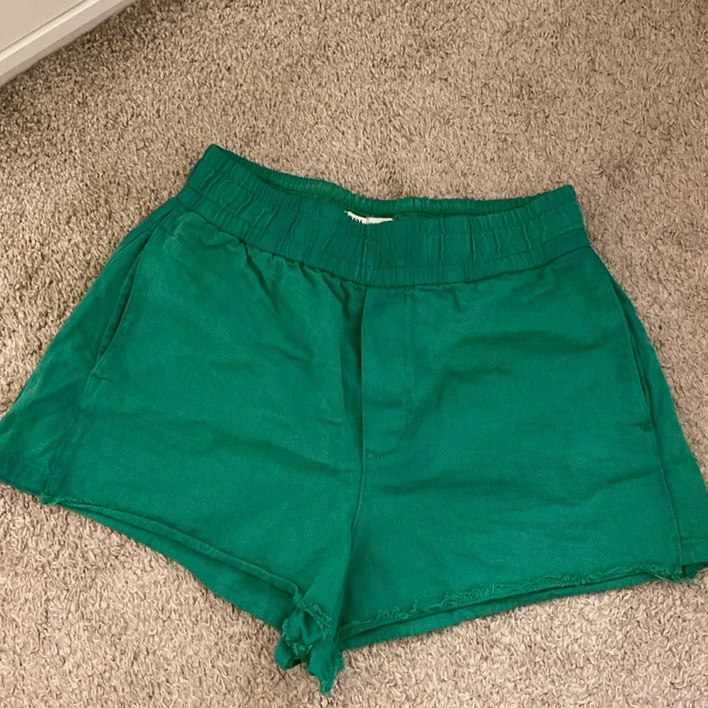 Green Zara Denim Pull On Shorts with Pockets